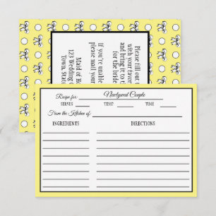 Bridal Shower Recipe Card Dots Bows Butter Yellow