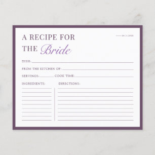 Bridal Shower Recipe Card Modern Eggplant Purple