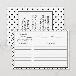 Bridal Shower Recipe Card Polka Dot Black & White