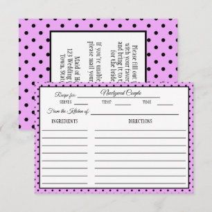 Bridal Shower Recipe Card Polka Dot Lavender