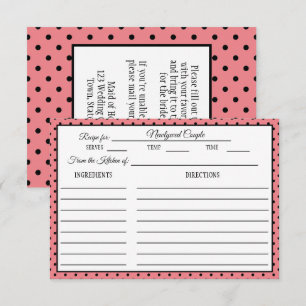 Bridal Shower Recipe Card Polka Dot Pink