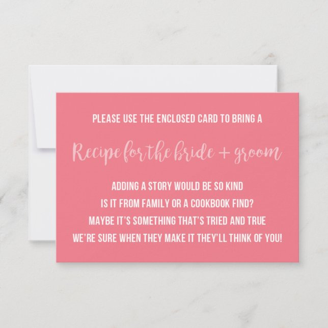 Bridal Shower Recipe Card Saying Invitation Insert (Front)