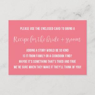 Bridal Shower Recipe Card Saying Invitation Insert