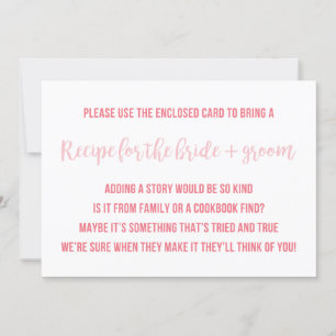 Bridal Shower Recipe Card Saying Invitation Insert