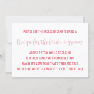 Bridal Shower Recipe Card Saying Invitation Insert