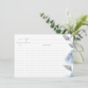 Bridal Shower Recipe Cards Dusty Blue Grey Wedding