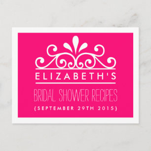 Bridal Shower Recipe Cards Pink Tiara