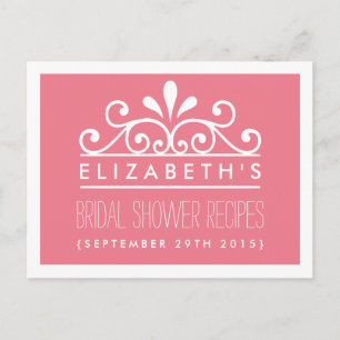 Bridal Shower Recipe Cards Pink Tiara