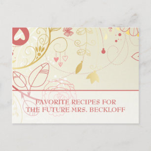 Bridal Shower Recipe Cards- Vintage Floral Postcard