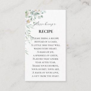 Bridal Shower Recipe Enclosure card