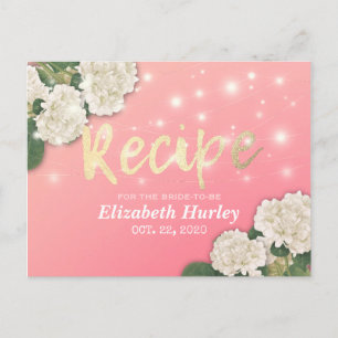 Bridal Shower Recipe Hydrangea Floral String Light Postcard