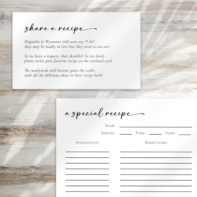 Bridal Shower Recipe Request Enclosure Card (Creator Uploaded)
