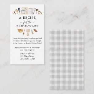 Bridal Shower Recipe Request Enclosure Card