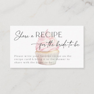 Bridal Shower Recipe Request Pink Cupcake Enclosure Card