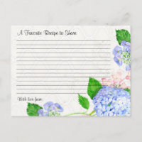 Bridal Shower Recipe Share Blue Hydrangea Floral