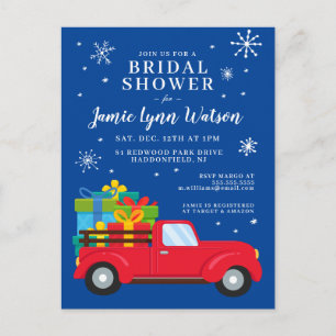 BRIDAL SHOWER   Red Truck Christmas Postcard