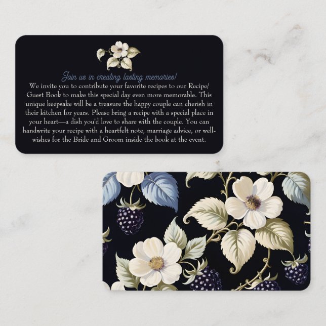 Bridal Shower Regal Floral Elegance Recipe Request Enclosure Card (Front/Back)