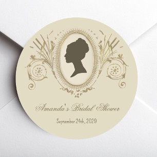 Bridal Shower Regency Lady Cameo Vintage Antique Classic Round Sticker