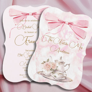 Bridal Shower Regency Party Pink Ribbon Invitation