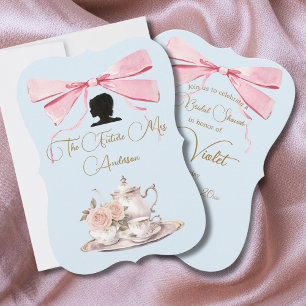 Bridal Shower Regency Tea Party Silhouette Ribbon