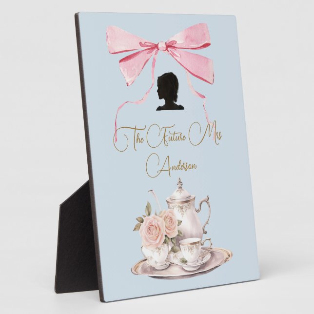 Bridal Shower Regency Tea Party Silhouette Ribbon Plaque (Side)