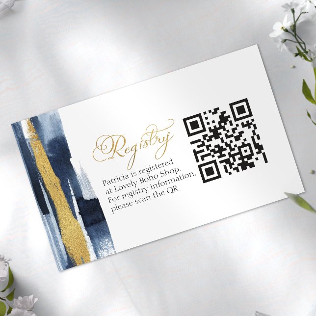 Bridal Shower Registry QR Card | Abstract Blue (Creator Uploaded)