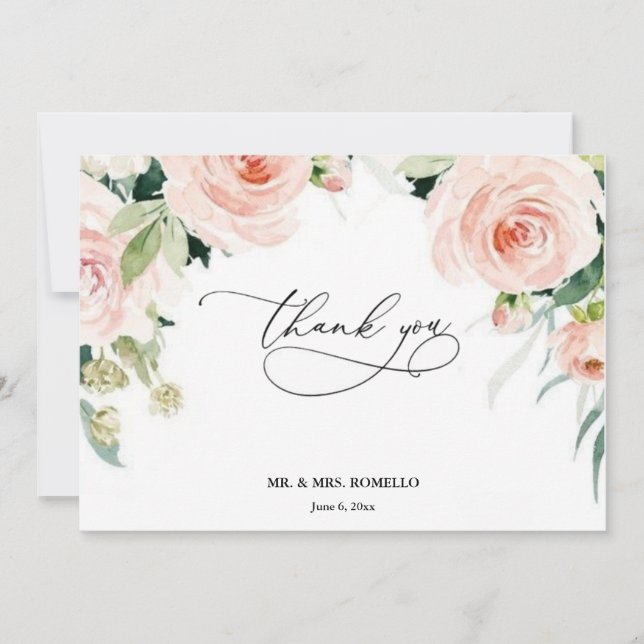 Bridal shower rosa oro floral Foam Boards Thank You Card (Front)
