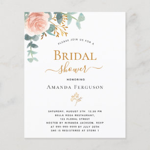 Bridal Shower rose eucalyptus budget invitation Flyer