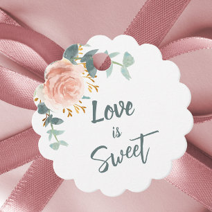 Bridal Shower rose floral eucalyptus Love is Sweet Favour Tags