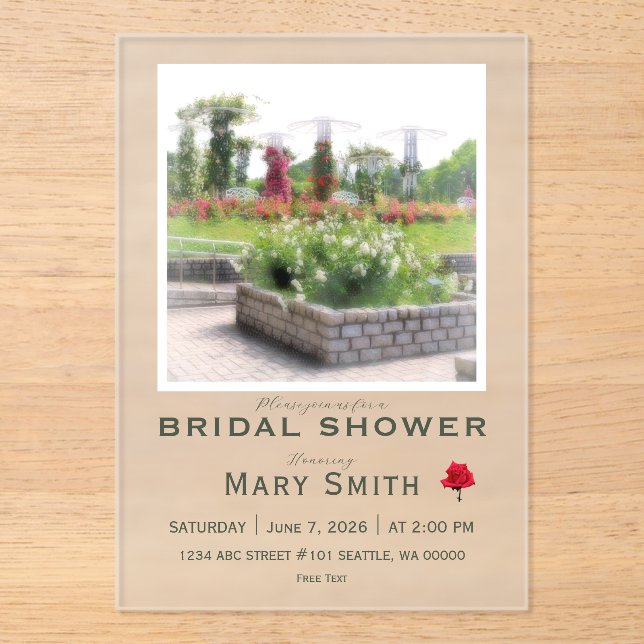 Bridal Shower (Rose Garden) Acrylic Invitations (Front)