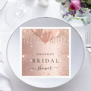 Bridal Shower rose gold balloons monogram Napkin