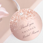 Bridal Shower rose gold blush glitter thank you Favour Tags<br><div class="desc">A feminine blush,  rose gold faux metallic looking background decorated with faux rose gold glitter dust. Dark rose gold coloured letters.  On front: The text: Thank You is written with a large trendy hand lettered style script. Personalise and add a name.</div>