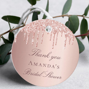 Bridal Shower rose gold blush glitter thank you Favour Tags