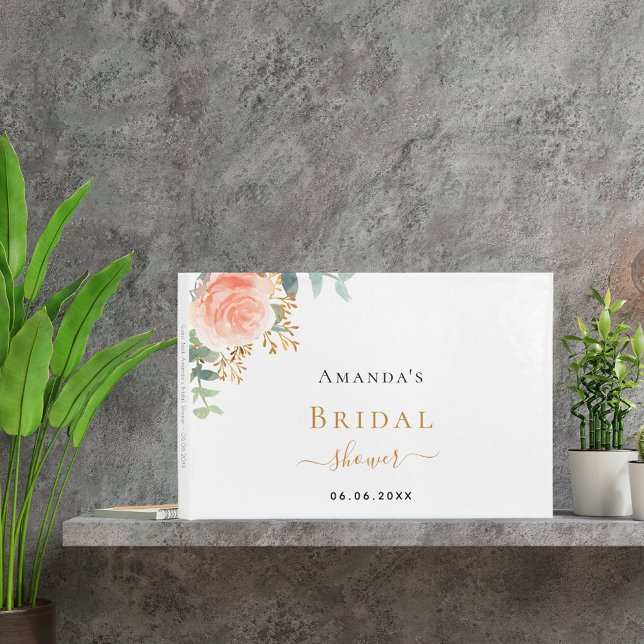 Bridal Shower rose gold blush pink florals name Guest Book (Creator Uploaded)