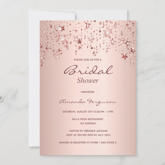 Bridal Shower rose gold copper dripping stars Invitation (Front)