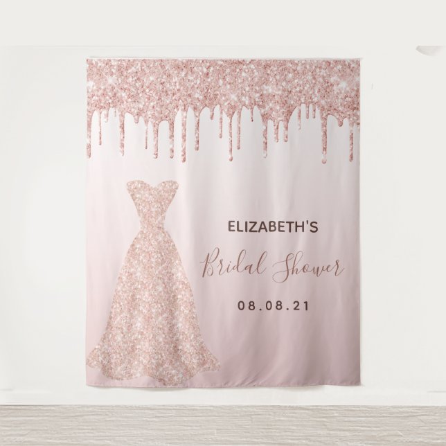 Bridal Shower rose gold drips Tapestry (Front)