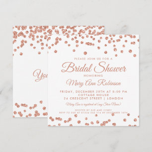 Bridal Shower Rose Gold Faux Glitter Confetti Invitation