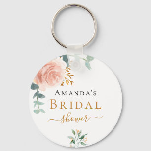 Bridal Shower rose gold floral eucalyptus favour Key Ring