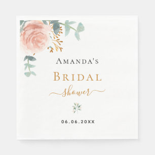Bridal Shower rose gold floral eucalyptus luncheon Napkin