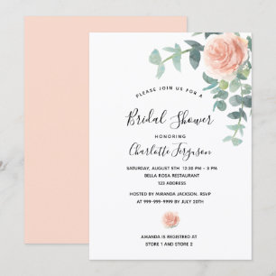 Bridal Shower rose gold flowers greenery elegant Invitation