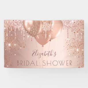 Bridal Shower rose gold glitter balloons Banner