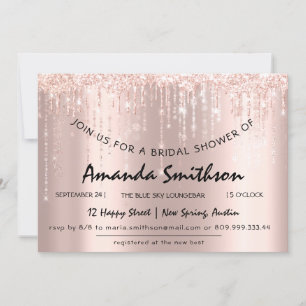 Bridal Shower Rose Gold Glitter Drips Sweet 16th Save The Date