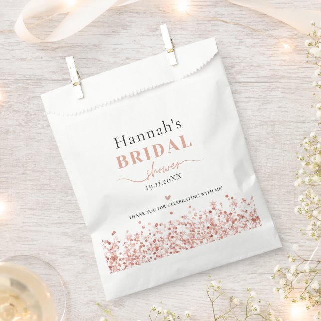 Bridal Shower Rose Gold Glitter Elegant favour bag (Clipped)