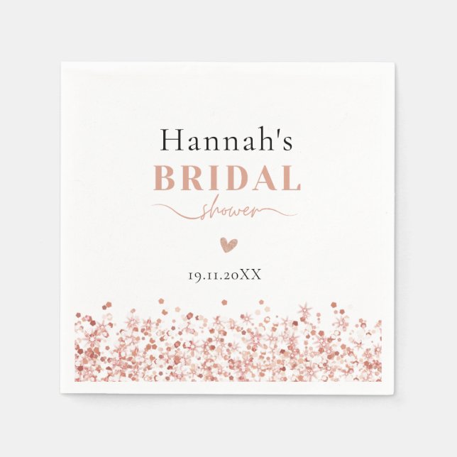 Bridal Shower Rose Gold Glitter Napkin (Front)