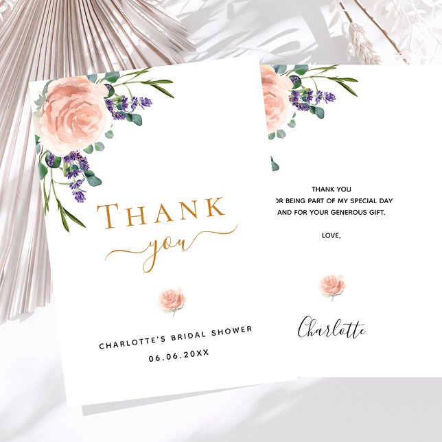 Bridal Shower rose gold lavender thank you card (Creator Uploaded)