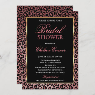 Bridal Shower - Rose Gold Leopard Pattern Invitation