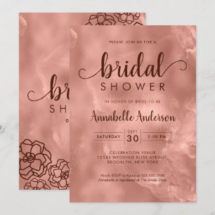 Bridal Shower Rose Gold Metallic Elegant Floral Invitation