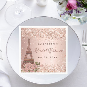 Bridal Shower rose gold Paris Eiffel Tower Napkin