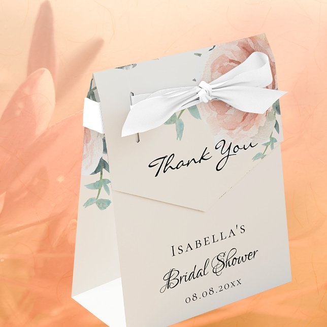 Bridal shower rose gold pink flowers thank you favour box (Creator Uploaded)