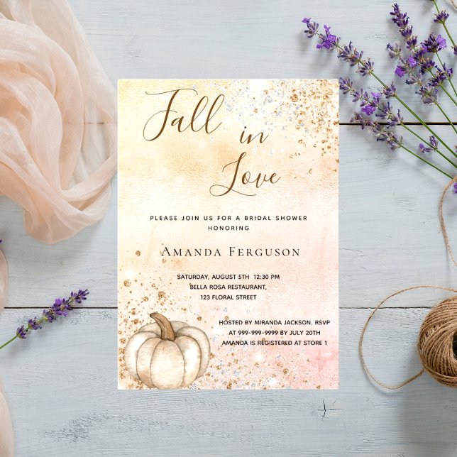 Bridal shower rose gold rustic pumpkin fall love invitation (Creator Uploaded)